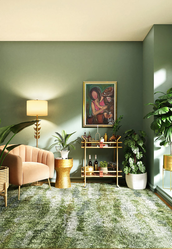 Sala decorada con el cuadro titulado "An afternoon"